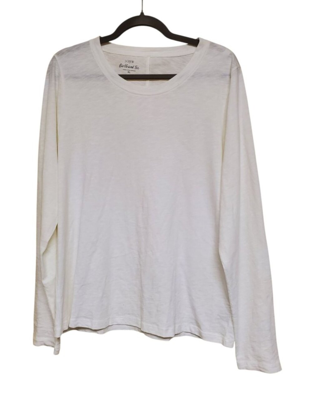 J. Crew Girlfriend Tee Women's White Basic Long Sleeve Crew Neck Layering Top XL